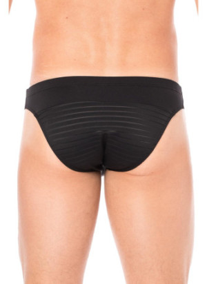 Slip noir rayé opaque et transparent - LM2906-61BLK